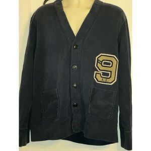 American Eagle Knit Navy Blue Varsity Cardigan Sz Extra Large Button Front XL Gr